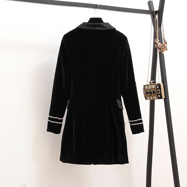 

new brand black autumn women outerwear jackets diamond velvet long sleeve double-breasted short dress vestidos, Black;brown