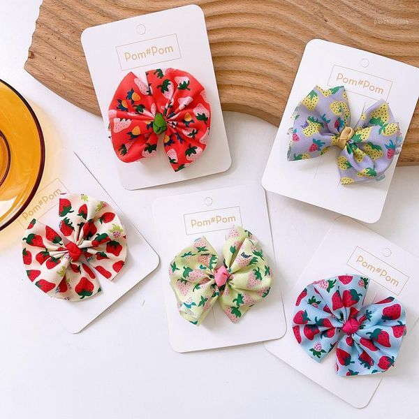 

children chiffon fruit printing bow hairclips snap clip bb girl's hairpins kid's hair accessories1, Slivery;white