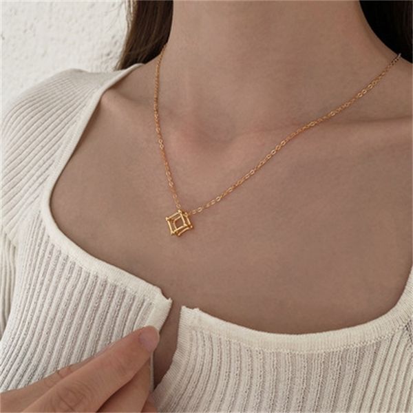 

925 sterling sier cube geometric clavicle chain online celebrity necklace hip hop creative cold wind neck tide, Silver