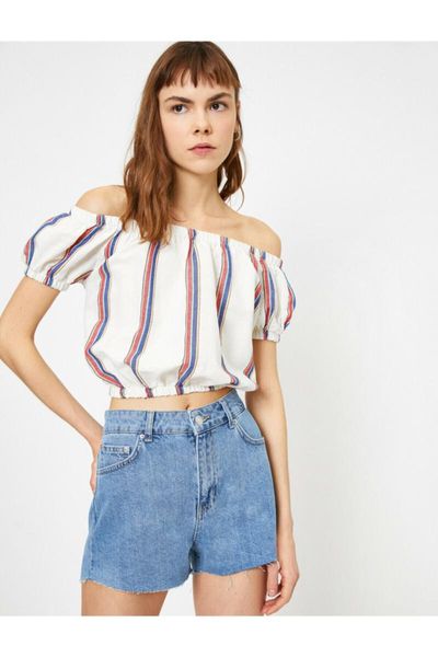 

koton women red striped blouse 0 yal68072iw women's blouses & shirts, White