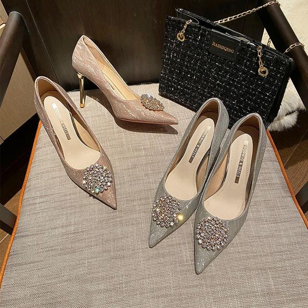 

dress shoes pointed high heels women stiletto 2021 wedding bride bridesmaid small size 32-43 for, Black