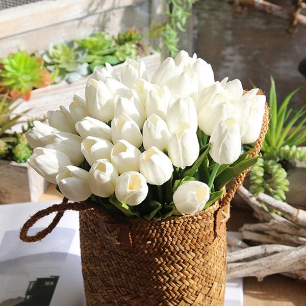 

decorative flowers & wreaths 5pcs rose pink silk peony artificial bouquet tulips fake for home wedding decoration indoor