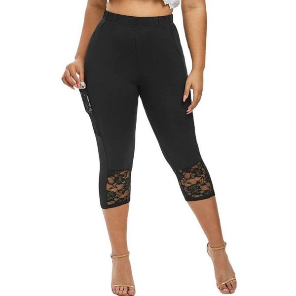 

women's leggings tight capri pants high waist soft female ladies breathable elastic sports, Black