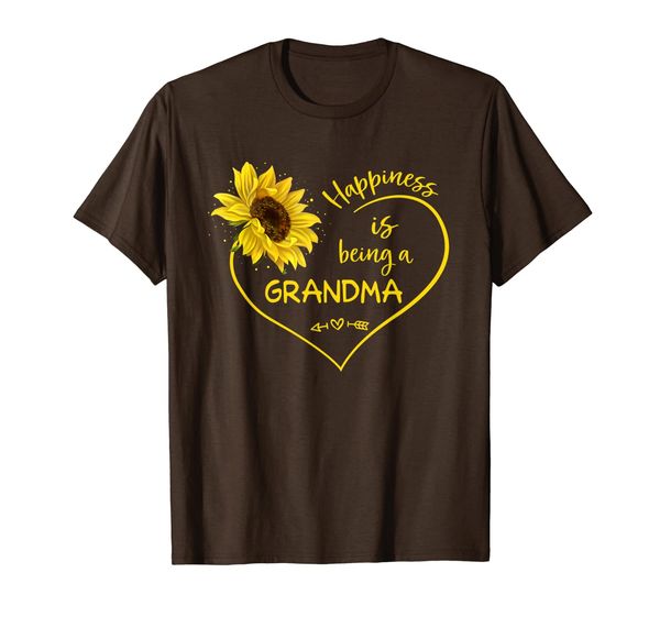 

happiness is being a grandma grandma sunflower heart t shirt, White;black