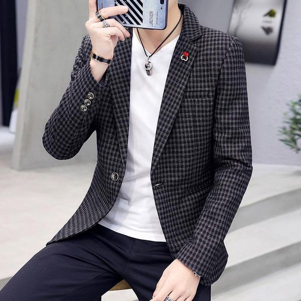 

men's suits & blazers men blazer slim fit 2021 korean casual jacket business wedding dress trendy suit clothing, White;black