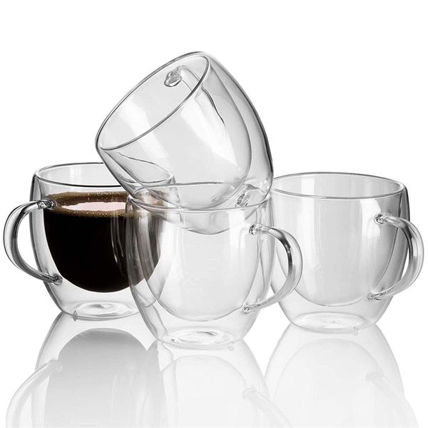

[] double layer heat insulation glass, various styles of household coffee cup with handle (optional)