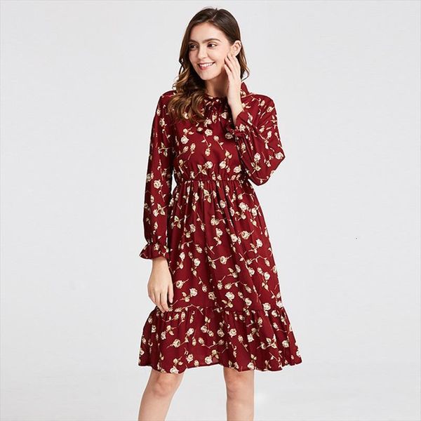 

plus size clothing womens dresses long sleeve chiffon shirt red bow floral club party autumn woman, Black;gray