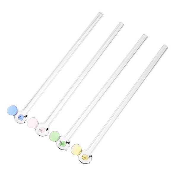 

cups & saucers 4pcs durable glass drinking straw colorful water staws