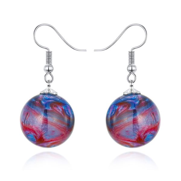 

colorful ball dangles earring universe planets new creative jewelry gift resin drop earrings, Silver