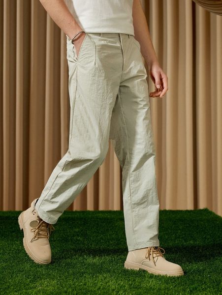 

men slant pocket solid pants 40di#, Black