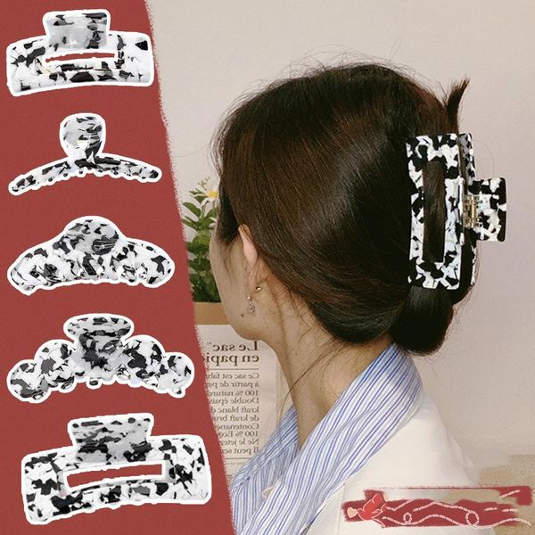

hair accessories women cow pattern acetate for lady sweet holder clips headband fashion, Slivery;white