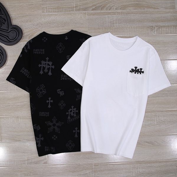 

21 summer ch croce back sanskrit sword full print pullover versatile short sleeve round neck t-shirt unisex, White;black