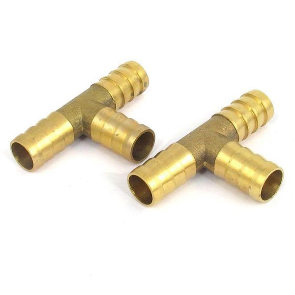 

2pcs brass t-shape 3 way hose mounting adapter coupling connector 12mm dmr lifting tools & accessories