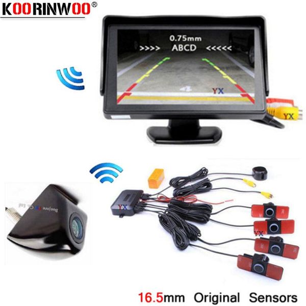 

car rear view cameras& parking sensors koorinwoo adjustable flat cpu monitor parktronic sensor 4 probes buzzer rearview camera jalousie blac