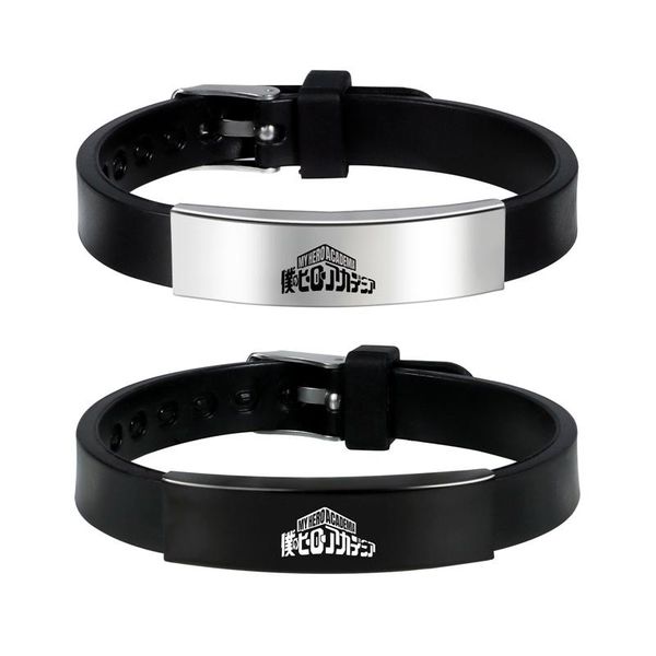 

charm bracelets anime my hero academia bracelet silicone wristband cartoon figure cosplay hand circle, Golden;silver