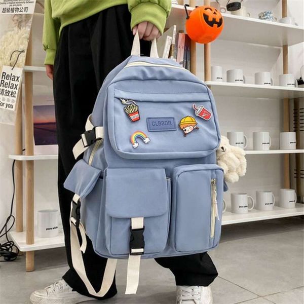 

hocodo kawaii nylon women backpack fashion waterproof multiple pocket schoolbag for teenage girls big college student backpack 210929