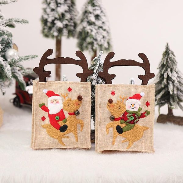 

christmas decorations gift bag creative cute linen old man snowman antler portable candy children 2022 happy year