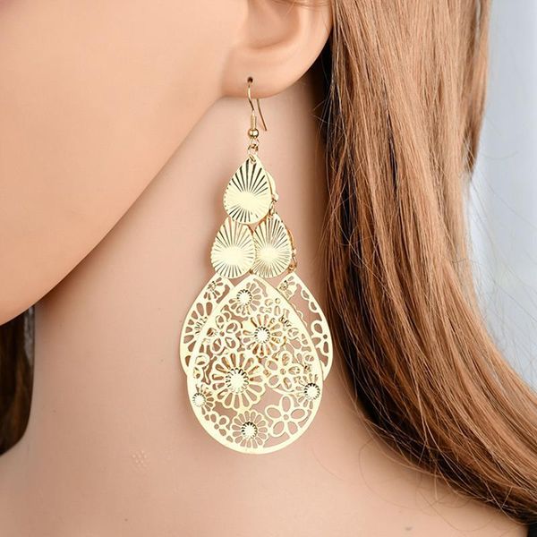 

dangle & chandelier cutout drop earrings fashion teardrop vintage style 3 colors women daily wearing jewelry girls gifts, Silver