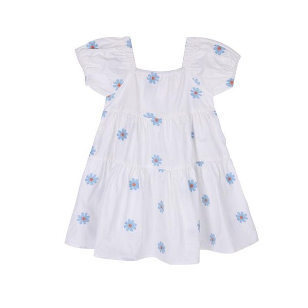 

baby girls casual dress 2021 summer short sleeve princess dresses kids sweet floral party suits 2-6t girl's, Red;yellow