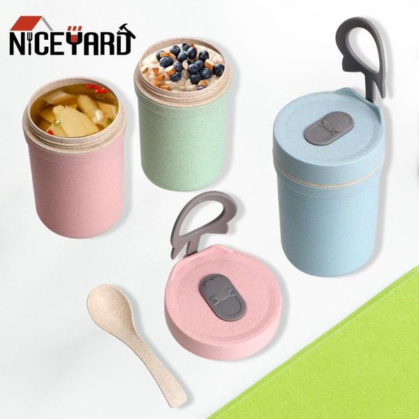 

dinnerware sets niceyard 330ml sealed leakproof breakfast cup wheat straw meal prep bento box portable eco-friendly kids lunchbox soup