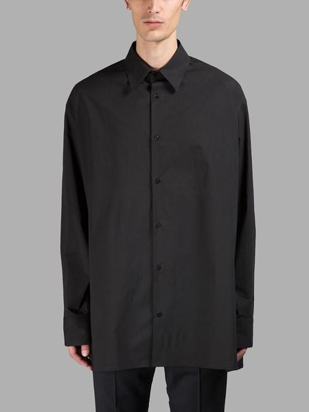 

men's casual shirts spring and autumn solid color long-sleeved shirt fashion square collar simple single-breasted, White;black