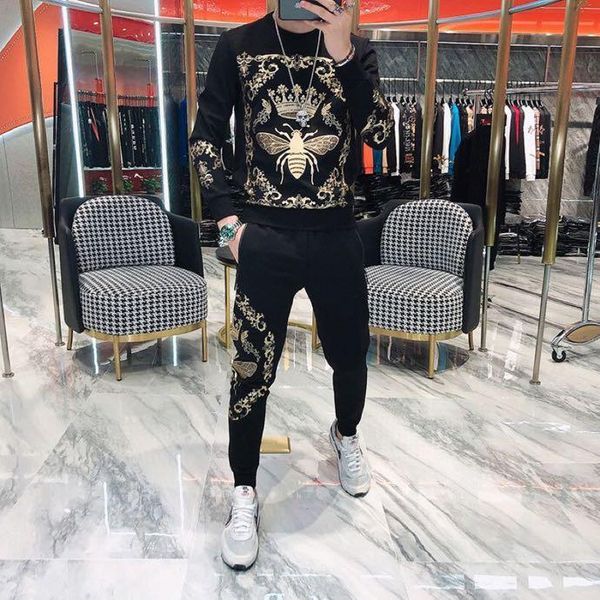

men's tracksuits hk10120 fashion sets 2021 runway luxury european design party style clothing, Gray