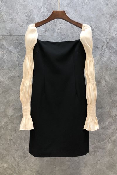 

hepburn style lantern sleeve french dress womens clothing autumn european goods new niche slimming short skirt 9d, Black;gray