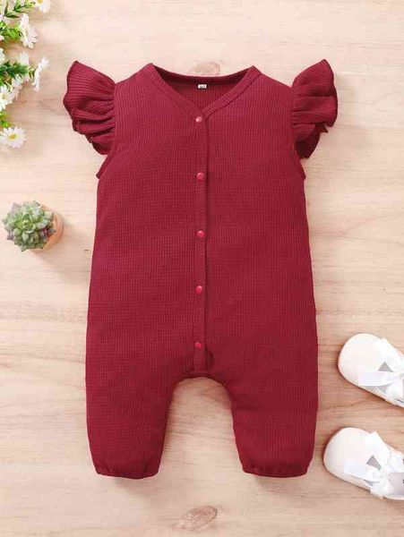 

baby ruffle trim romper she, Blue