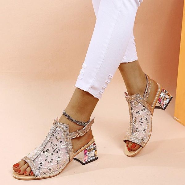 

sandals elegant thick heels shoes woman 2021 summer women solid zipper platform high, Black
