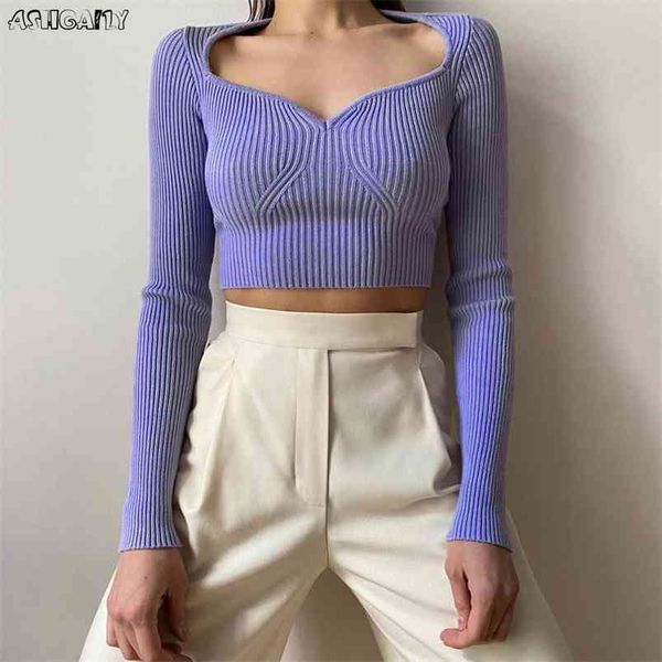 

irregular crop sweater solid sweaters knitted sweater women clothes women pullover sweater long sleeve 210805, White;black