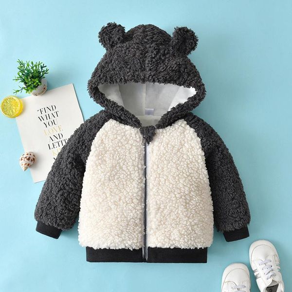 

jackets lzh baby clothes winter color matching for born clothing cute boys girls long-sleeve jacket 6-24 months, Blue;gray