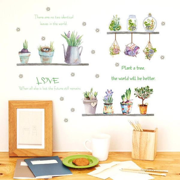 

wall stickers cartoon flower pot decorative sticker waterproof home decor for baby kids rooms art murals