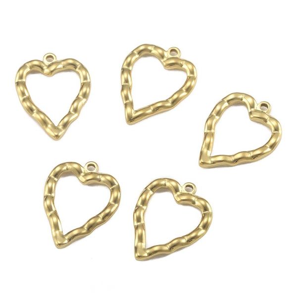 

charms 5pcs stainless steel pendants heart-shaped geometric connector fit earring bracelet necklace diy jewelry making supplies, Bronze;silver