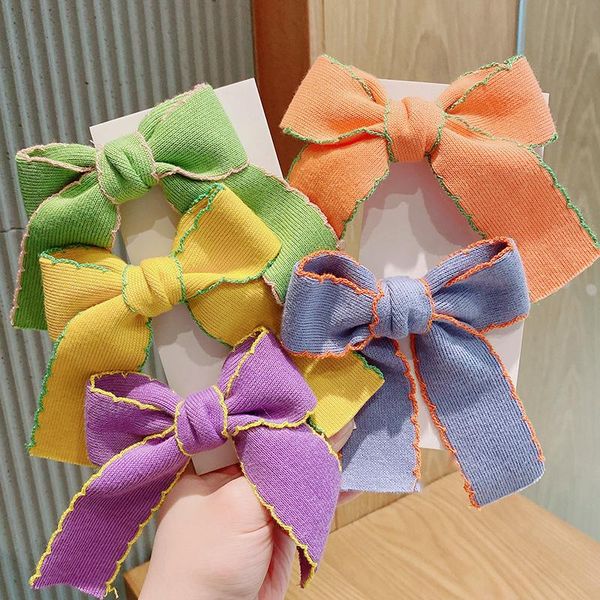 

hair accessories autumn and winter children cute colors knitting bow ornament clips girls lovely sweet hairpins kids accessoreis, Slivery;white