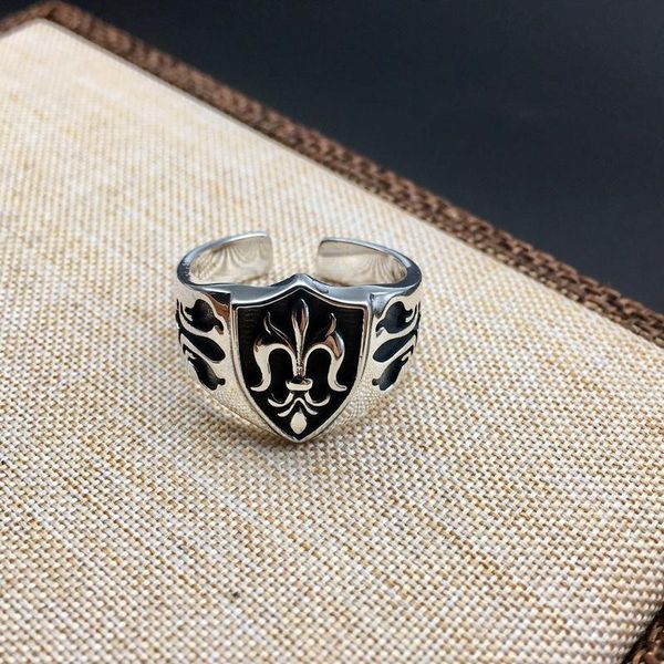 

factory outlet luxury party favor chrome/hearts rings 925 silver punk boat anchor ring men's fashion brand opening ch crosin cross thai