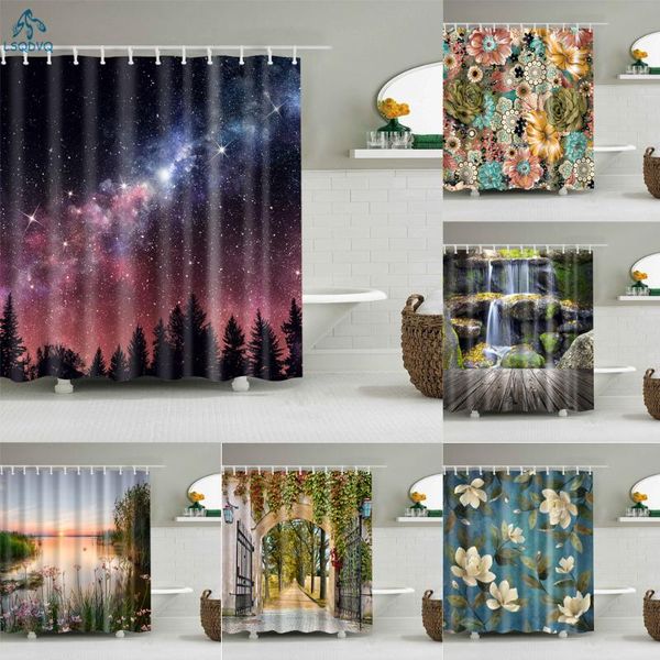 

flower tropical plants palm trees floral shower curtain bathroom set waterproof polyester bath with hooks curtains