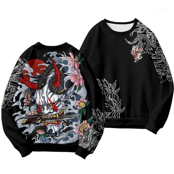 

men's hoodies & sweatshirts cartoon flower prajna printed autumn couple men women casual o-neck pullover hoodie harajuku sweatwear over, Black