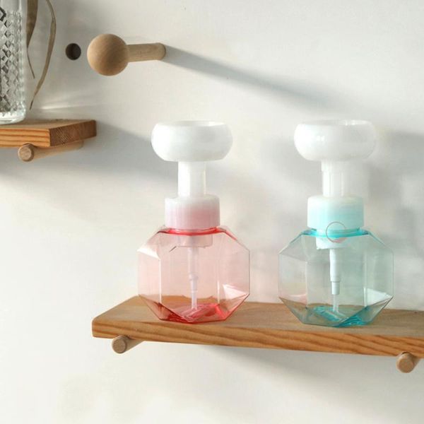

liquid soap dispenser foaming pump flower shape foam empty bottle plastic clear shower gel bathroom products 300ml
