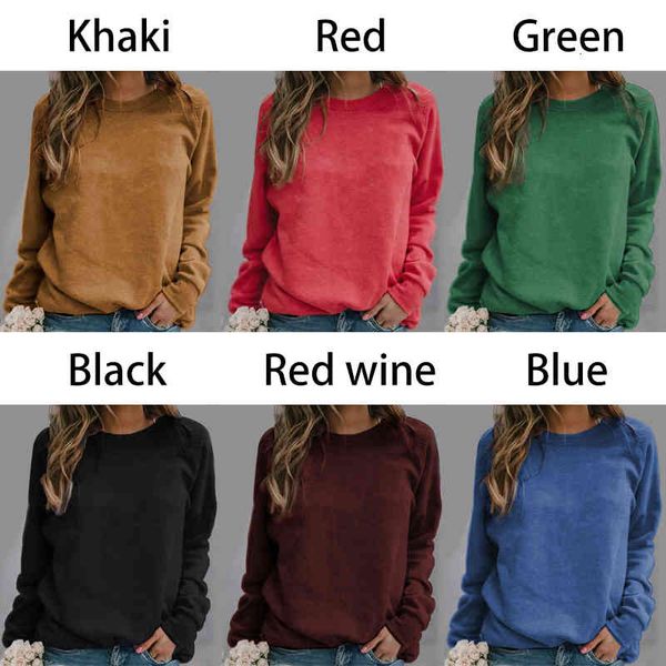 

women's hoodies & sweatshirts velvet women autumn winter coat warm o neck solid soft long sleeved loose jumper zipper female pullovers, Black