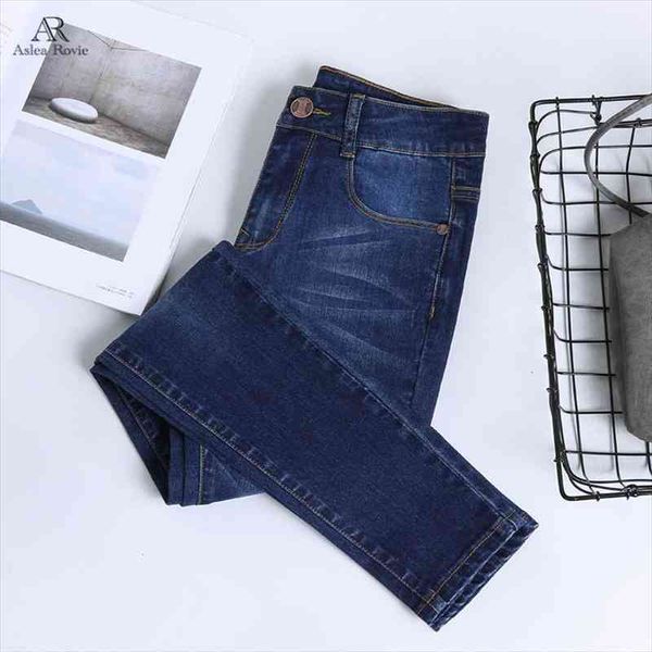 

jeans for woman high waist full length skinny pencil black blue denim pants 100kg