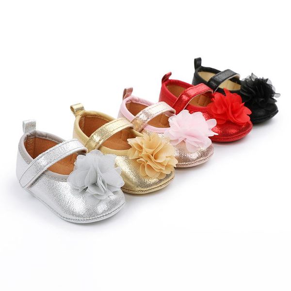 

first walkers 0-1 years old little flower pink baby walking shoes super soft pure color frosted pu prewalker for born