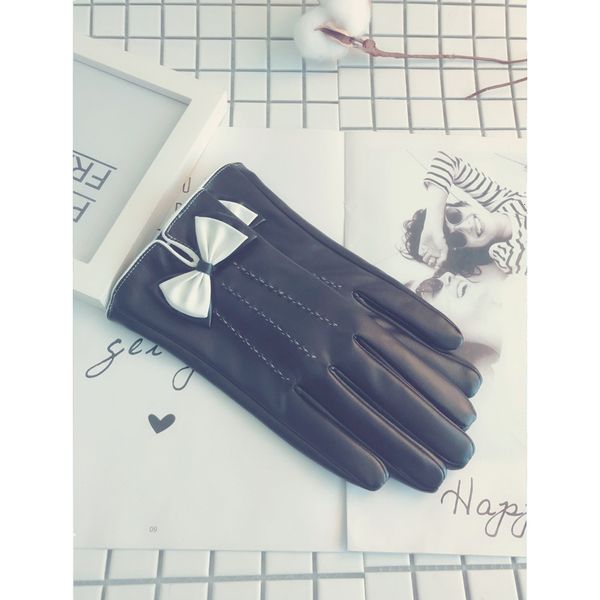 

women' leather gloves add veet in autumn and winter to keep warm, Blue;gray