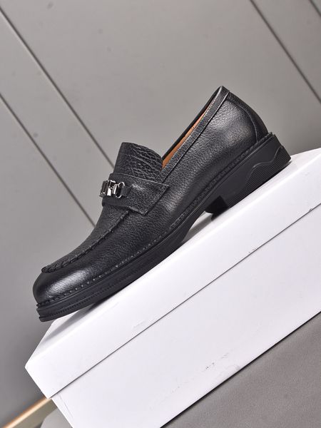 

mens genuine leather slip on business casual shoes designer brand wedding dress shoes footwear platform casual flats size 38-45, Black