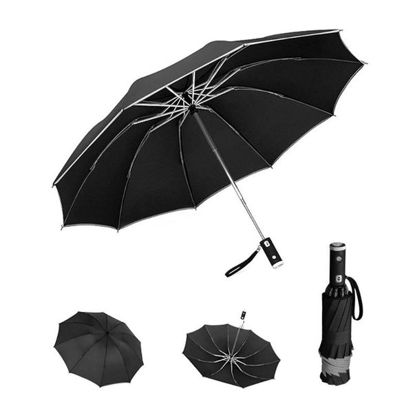

umbrellas wind resistant fully-automatic umbrella rain women big windproof with led handle business car parasol