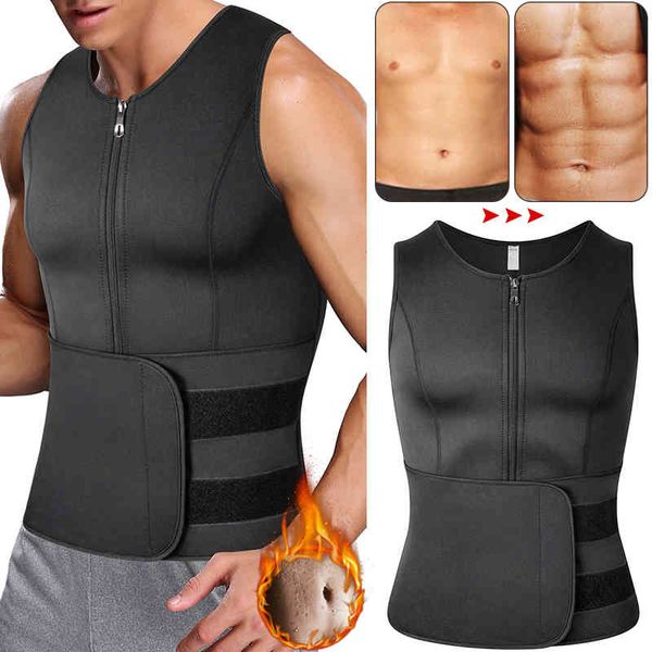 Homens cintura treinador sauna colete abdômen redutor barriga corporal shaper corpo aptidão espartilho queimar gordura shapewear camisa cinto de aparador