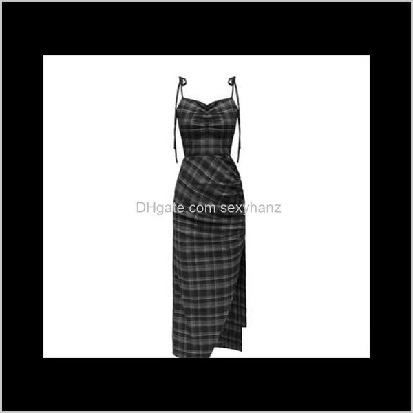 

casual ruibbit punk gothic women summer black plaid deep vneck dress party club wear dark halter high waist split dresses elegant mttqh, Black;gray