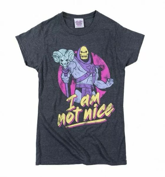 

official women's skeletor i am not nice charcoal marl fitted t-shirt, White;black