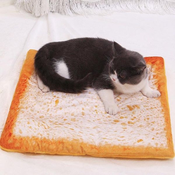 

cat beds & furniture 3d pet bed dog simulation bread sleeping house washable long plush kennel nest foldable puppy cushion mat