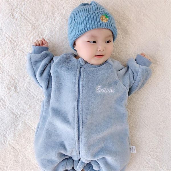 

jumpsuits born winter baby romper boys clothes coral fleece warm girls clothing animal overall rompers jumpsuit, Blue