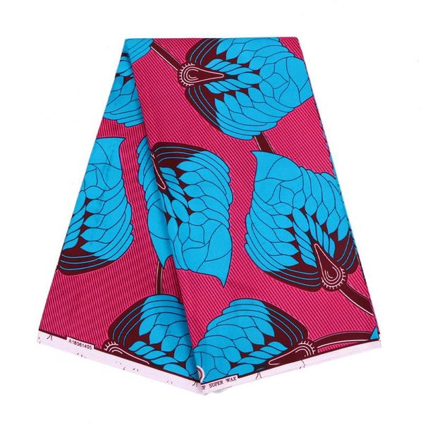 

ribbon blue printed rose red 100% polyester fabric 6yards\set african real d veritable wax, Pink;blue